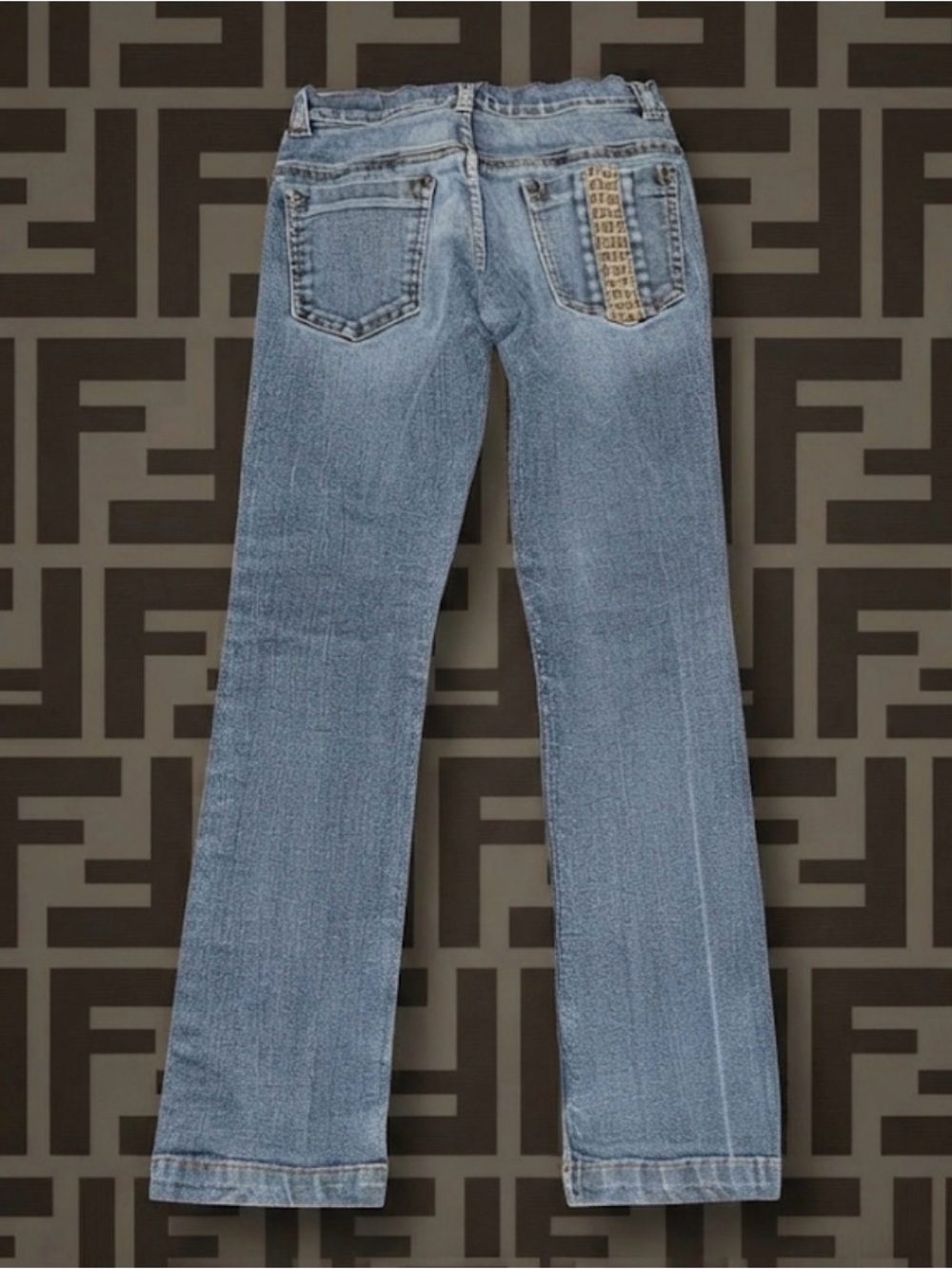 Authentic Fendi Luxury designer kids signature denim jeans sz 8